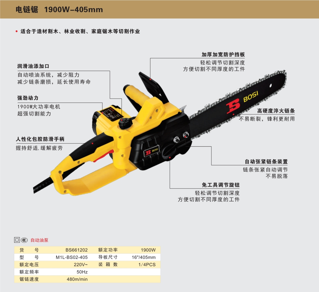 bs661202-电链锯1900w-405mm/波斯/波斯